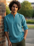 BLUE ROBED Full Sleeve Kurta for men Daily Wear in TRQS view 81
