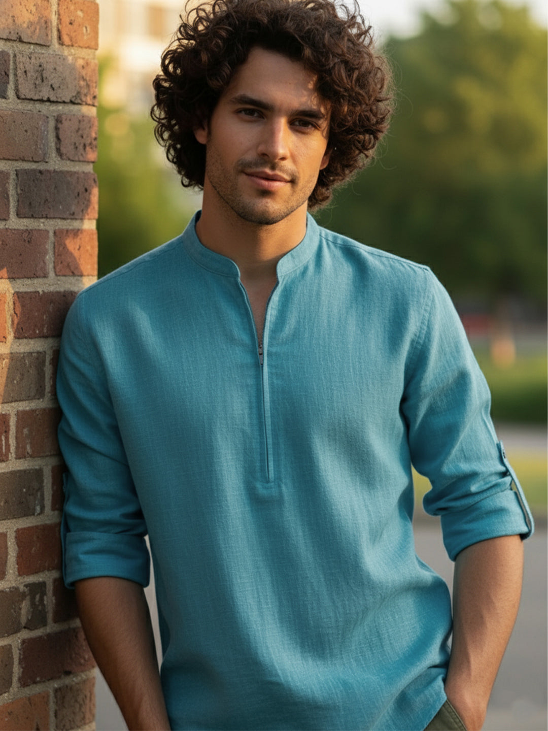 BLUE ROBED Full Sleeve Kurta for men Daily Wear in TRQS view 17