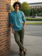 BLUE ROBED Full Sleeve Kurta for men Daily Wear in TRQS view 84