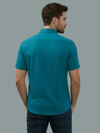 Half Sleeve Spread Collar Cotton Slim Shirt for Men and Boys in Shirt For Men And Yellow by BLUE ROBED, style view