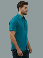 Half Sleeve Spread Collar Cotton Slim Shirt for Men and Boys in Shirt For Men And Yellow by BLUE ROBED, fit view