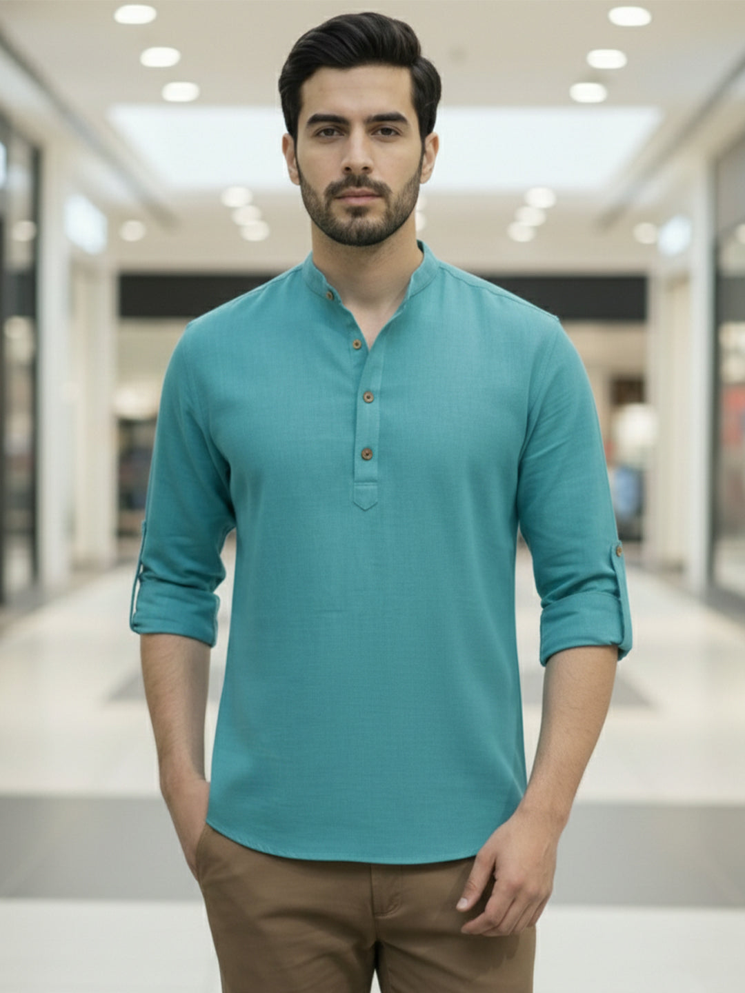 BLUE ROBED Full Sleeve Kurta for men Office Wear in TRQS view 17