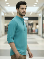BLUE ROBED Full Sleeve Kurta for men Office Wear in TRQS view 15