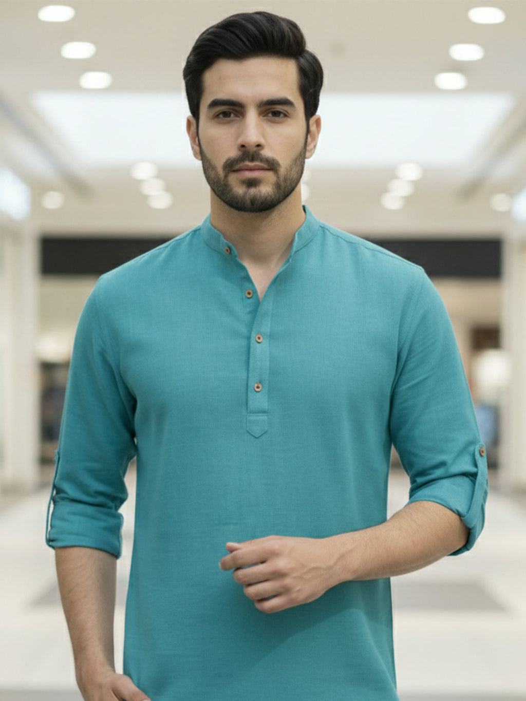 BLUE ROBED Full Sleeve Kurta for men Office Wear in TRQS view 14