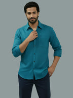 Full Sleeve Spread Collar Cotton Slim Shirt for Men and Boys in Shirt For Men And Green by BLUE ROBED, style view