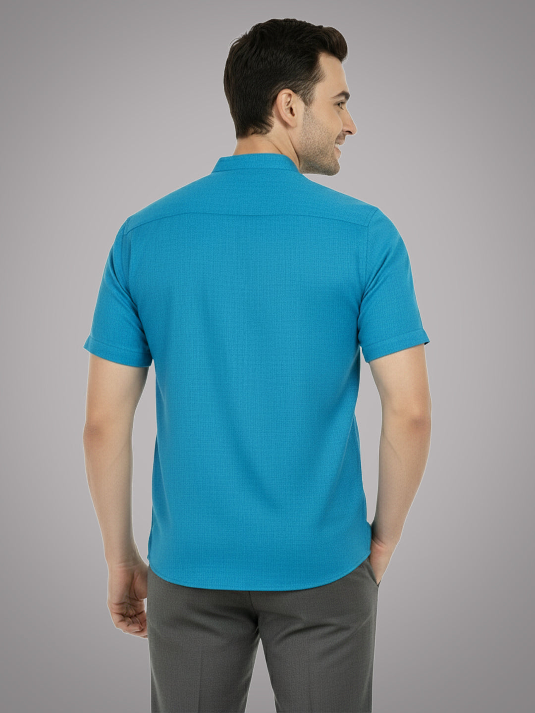 BLUE ROBED Half Sleeve Kurta for men in TRQS view 70