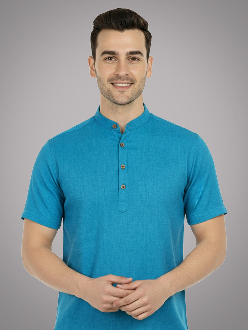BLUE ROBED Half Sleeve Kurta for men in TRQS view 71