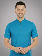 BLUE ROBED Half Sleeve Kurta for men in TRQS view 71