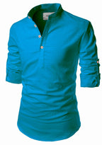 BLUE ROBED men's Casual Slim Fit Full Sleeve Kurta in Teal view 109