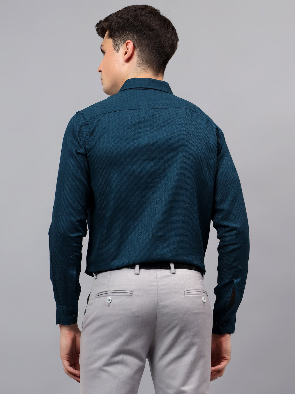 Men's Full Sleeve Spread Collar Premium Casual Shirt for Men in Black by BLUE ROBED, fabric detail