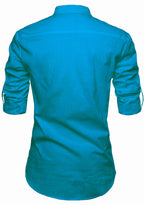 BLUE ROBED men's Casual Slim Fit Full Sleeve Kurta in Teal view 110