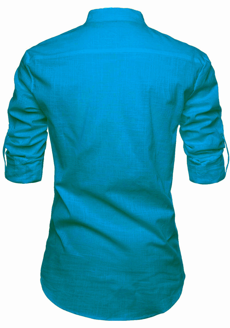 BLUE ROBED men's Casual Slim Fit Full Sleeve Kurta in Teal view 110