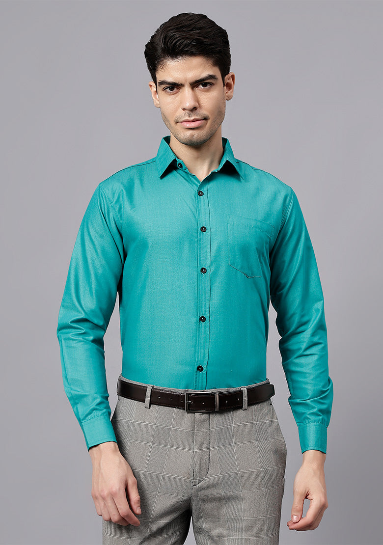 Men's Cotton Blend Slim Fit Formal Shirt in Beige by BLUE ROBED, fabric detail