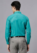 Men's Cotton Blend Slim Fit Formal Shirt in Beige by BLUE ROBED, back view