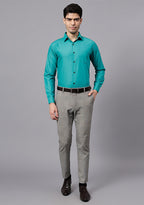 Men's Cotton Blend Slim Fit Formal Shirt in Beige by BLUE ROBED, view