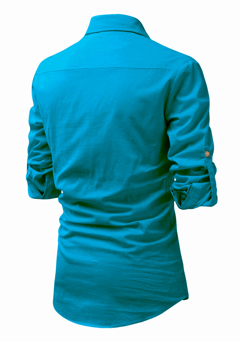 BLUE ROBED men's Full Sleeve Casual Cotton Kurta in Turquoise view 114