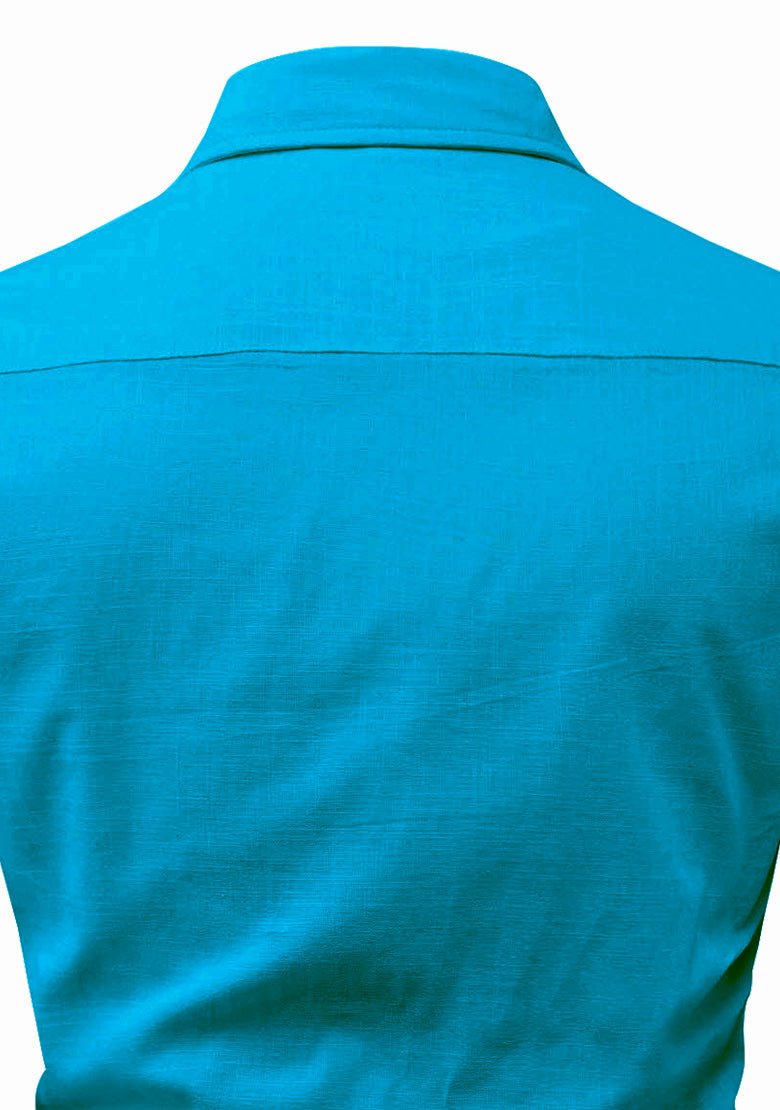 BLUE ROBED men's Full Sleeve Casual Cotton Kurta in Turquoise view 119