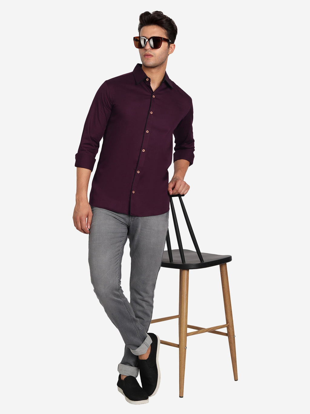 Men's Casual Full Sleeve XMan Shirt in White by BLUE ROBED, fit view