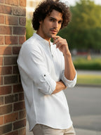 BLUE ROBED Full Sleeve Kurta for men Daily Wear in White view 77