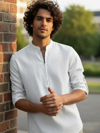 BLUE ROBED Full Sleeve Kurta for men Daily Wear in White view 15