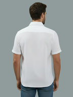 Half Sleeve Spread Collar Cotton Slim Shirt for Men and Boys in Shirt For Men And Yellow by BLUE ROBED, side view