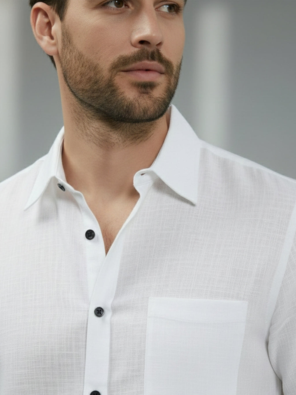 Half Sleeve Spread Collar Cotton Slim Shirt for Men and Boys in Shirt For Men And Yellow by BLUE ROBED, detail view