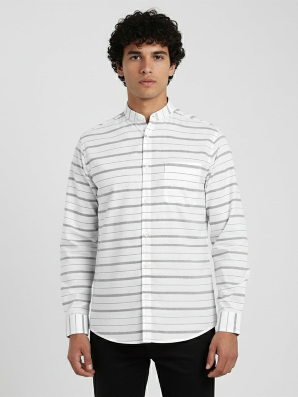 Men's Single Stripe Strip Full Sleeve Shirt in Navy Blue by BLUE ROBED
