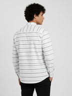 Men's Single Stripe Strip Full Sleeve Shirt in Navy Blue by BLUE ROBED