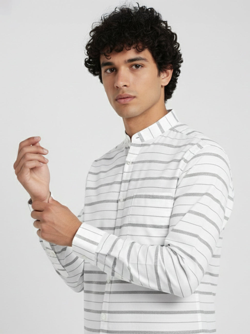 Men's Single Stripe Strip Full Sleeve Shirt in Navy Blue by BLUE ROBED
