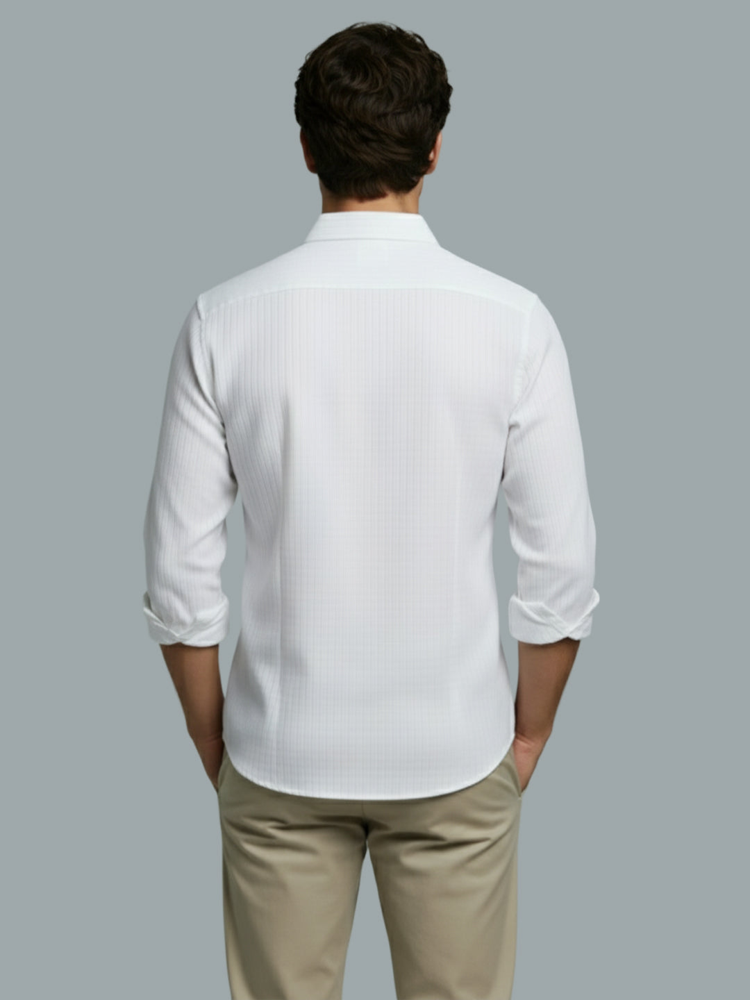 Men's Full Sleeve Spread Collar Premium Casual Shirt for Men Daily Wear in Black by BLUE ROBED, detail view