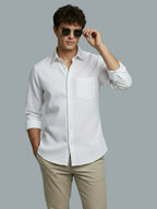 Men's Full Sleeve Spread Collar Premium Casual Shirt for Men Daily Wear in Black by BLUE ROBED, style view