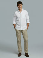 Men's Full Sleeve Spread Collar Premium Casual Shirt for Men Daily Wear in Black by BLUE ROBED, fit view