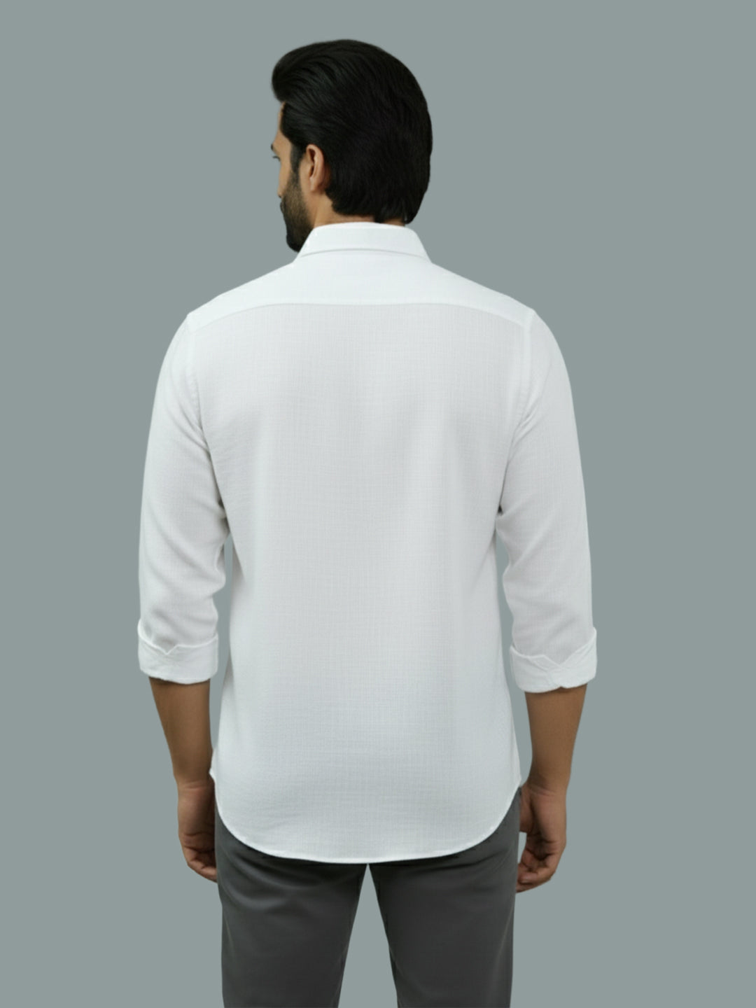 Full Sleeve Spread Collar Cotton Slim Shirt for Men and Boys in Shirt For Men And Green by BLUE ROBED, back view