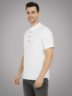 BLUE ROBED Half Sleeve Kurta for men in White view 46