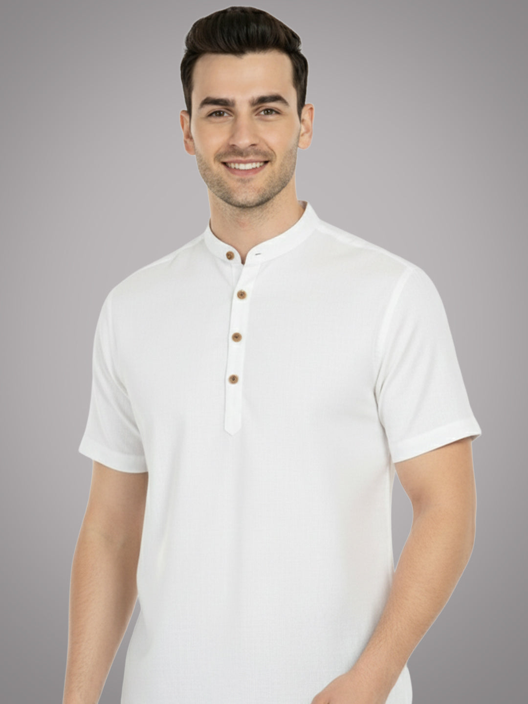 BLUE ROBED Half Sleeve Kurta for men in White view 64