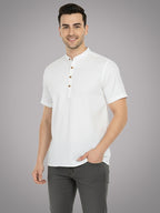 BLUE ROBED Half Sleeve Kurta for men in White view 65