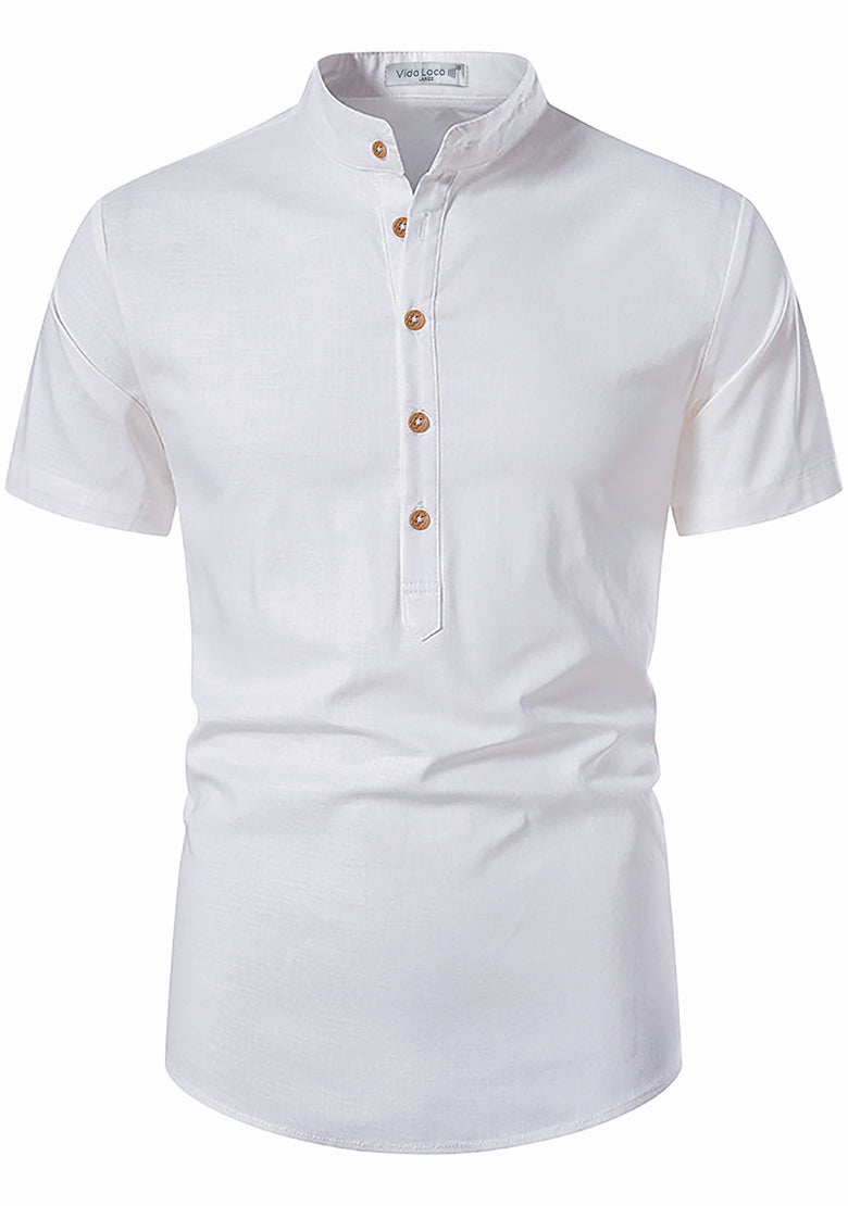 BLUE ROBED men's Half Sleeve Casual Cotton Kurta Office Wear in White view 52