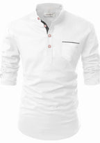 BLUE ROBED men's Casual Slim Fit Full Sleeve Pocket Contrast Kurta in White view 66