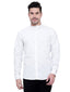 Men's Designer Contrast Button Slim Fit Cotton Shirt in White by BLUE ROBED