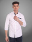 Men's Casual Full Sleeve Silver Button Shirt in White by BLUE ROBED