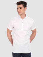 BLUE ROBED men's Half Sleeve Casual Cotton Kurta Daily Wear in White view 62