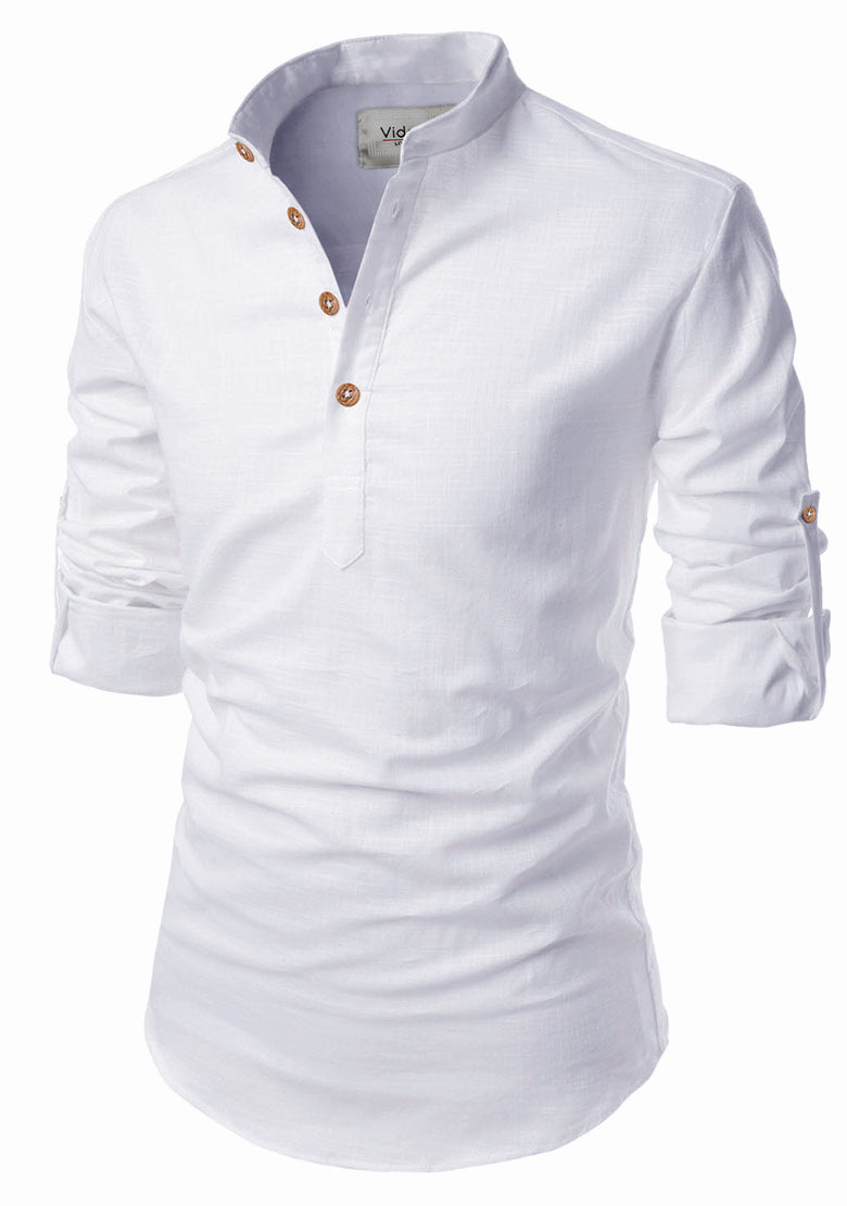 BLUE ROBED men's Casual Slim Fit Full Sleeve Kurta in White view 102