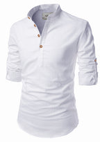 BLUE ROBED men's Casual Slim Fit Full Sleeve Kurta in White view 102