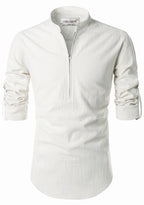 BLUE ROBED men's Casual ZIP Style Full Sleeve Kurta in White