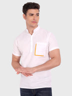 BLUE ROBED men's Casual Half Sleeve Slim Fit Kurta in White view 31