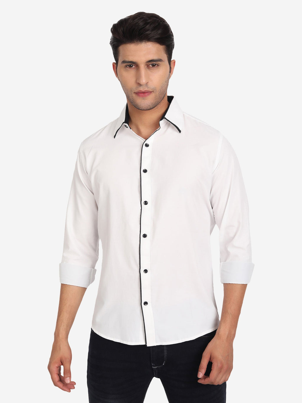 Men's Casual Full Sleeve XMan Shirt in White by BLUE ROBED