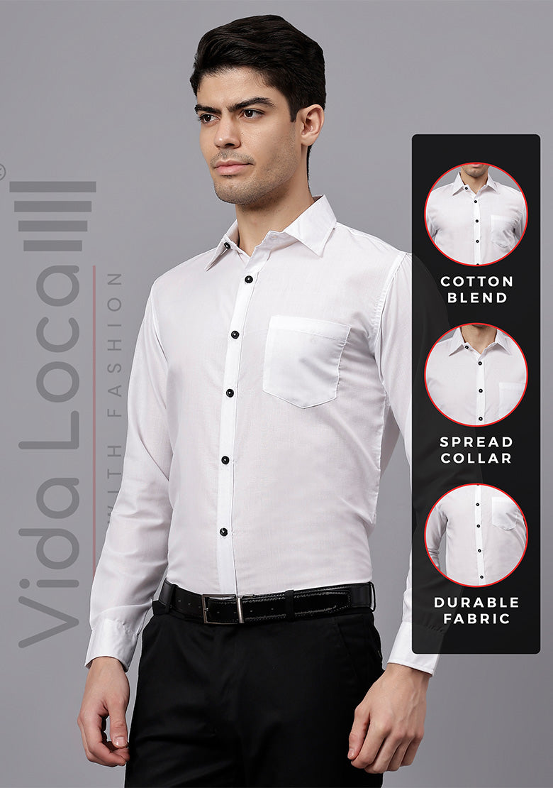 Men's Cotton Blend Slim Fit Formal Shirt in Beige by BLUE ROBED, side view