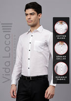 Men's Cotton Blend Slim Fit Formal Shirt in Beige by BLUE ROBED, side view