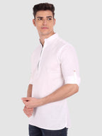 BLUE ROBED men's Casual ZIP Style Full Sleeve Cotton Kurta in White view 67