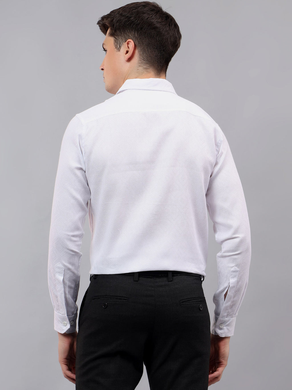 Men's Full Sleeve Spread Collar Premium Casual Shirt for Men in Black by BLUE ROBED, front view